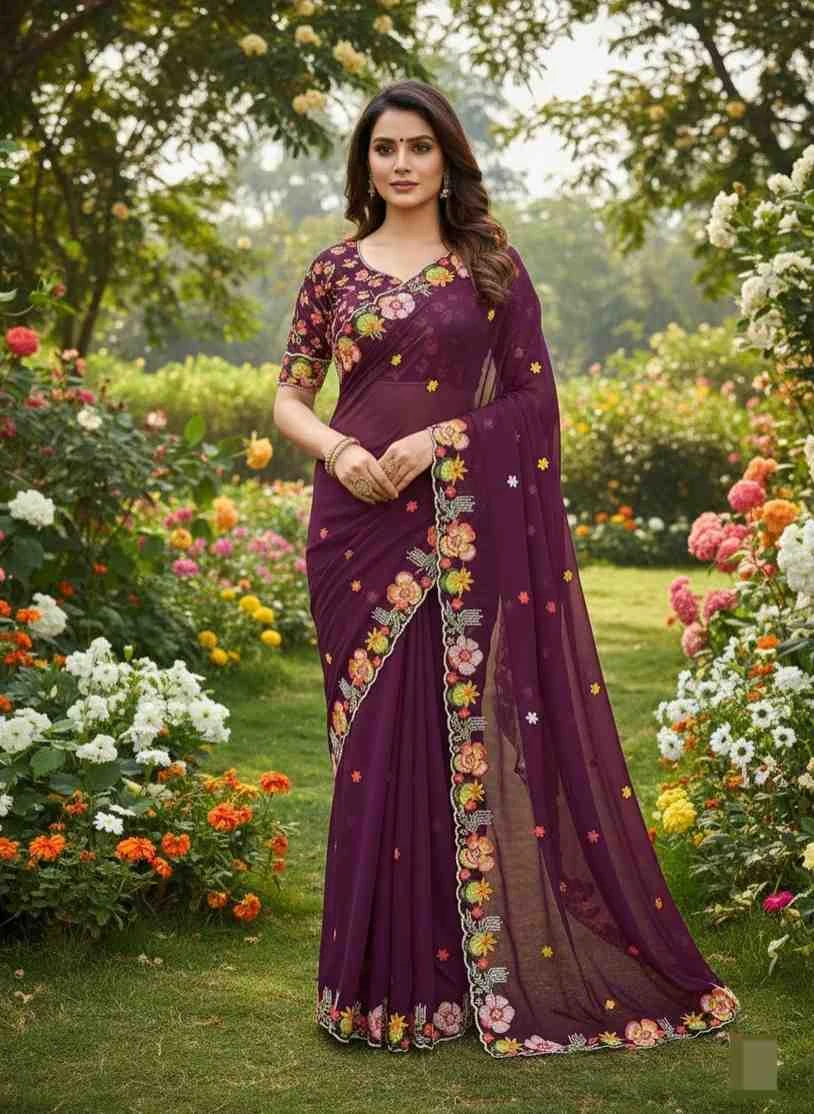 Kc 38 Georgette Sequence Thread Worked Party Wear Saree Collection - Image 7