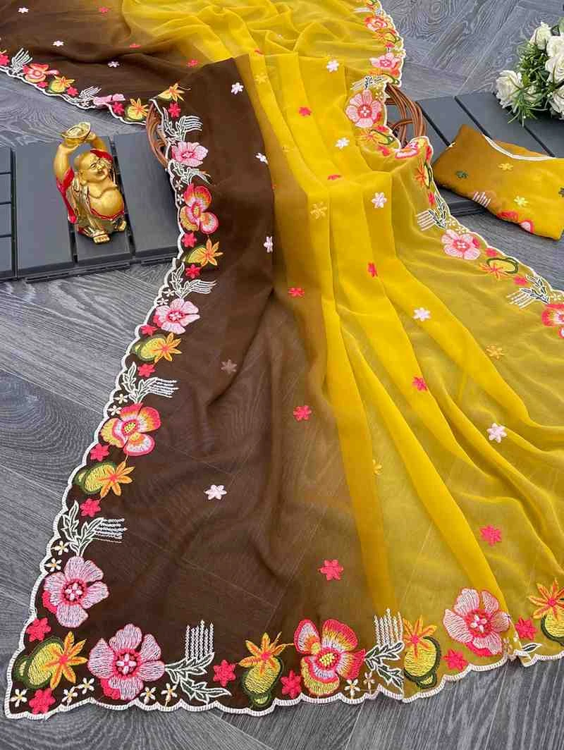 Kc 38 Georgette Sequence Thread Worked Party Wear Saree Collection - Image 8