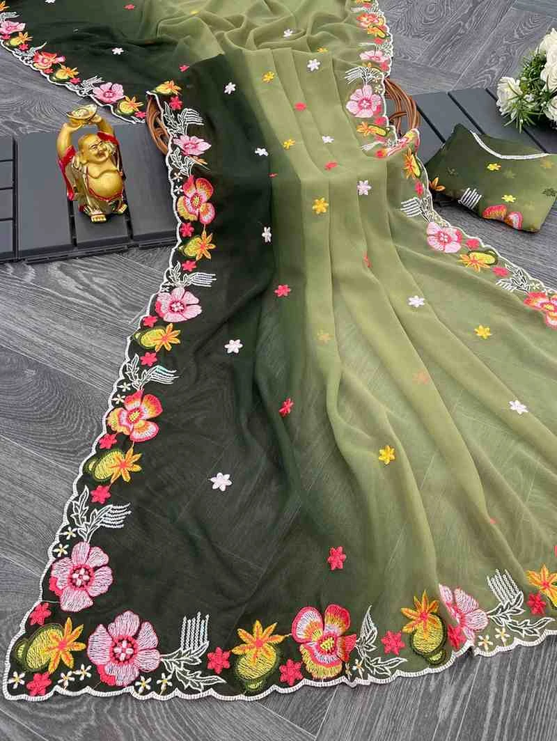 Kc 38 Georgette Sequence Thread Worked Party Wear Saree Collection - Image 9