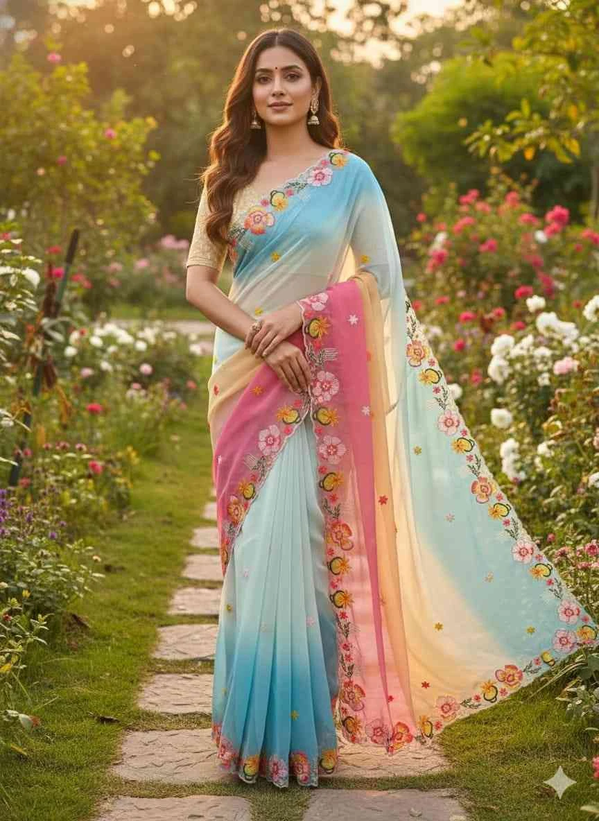 Kc 39 Georgette Sequence Party Wear Saree Collection - Image 3