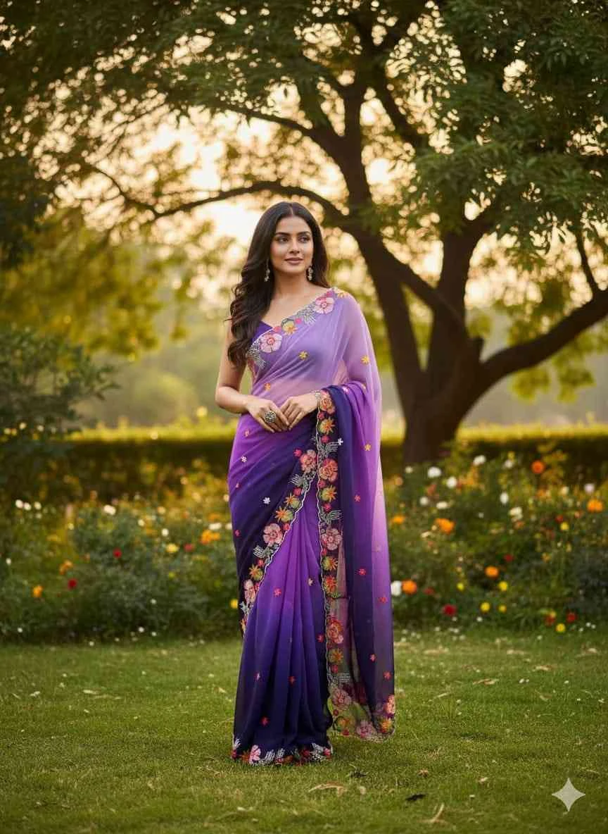 Kc 39 Georgette Sequence Party Wear Saree Collection - Image 5