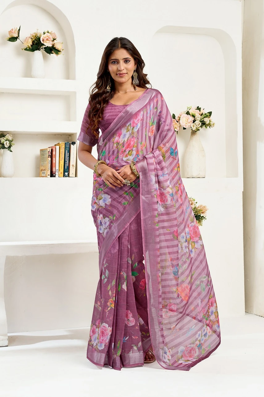 Meera 325 Linen Printed Ready to Wear Fancy Saree Collection - Image 2