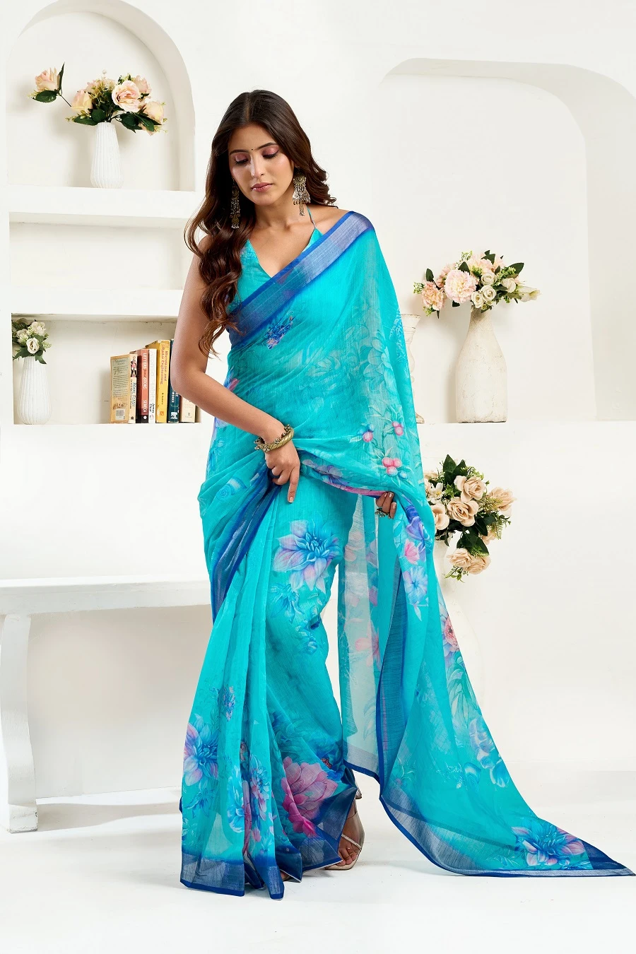 Meera 325 Linen Printed Ready to Wear Fancy Saree Collection - Image 4
