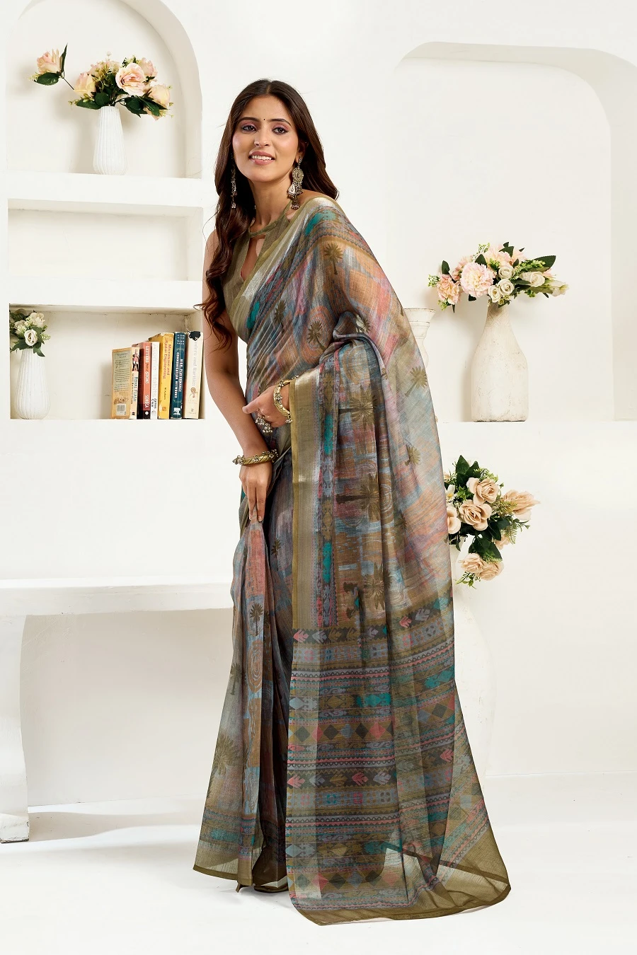 Meera 325 Linen Printed Ready to Wear Fancy Saree Collection - Image 5