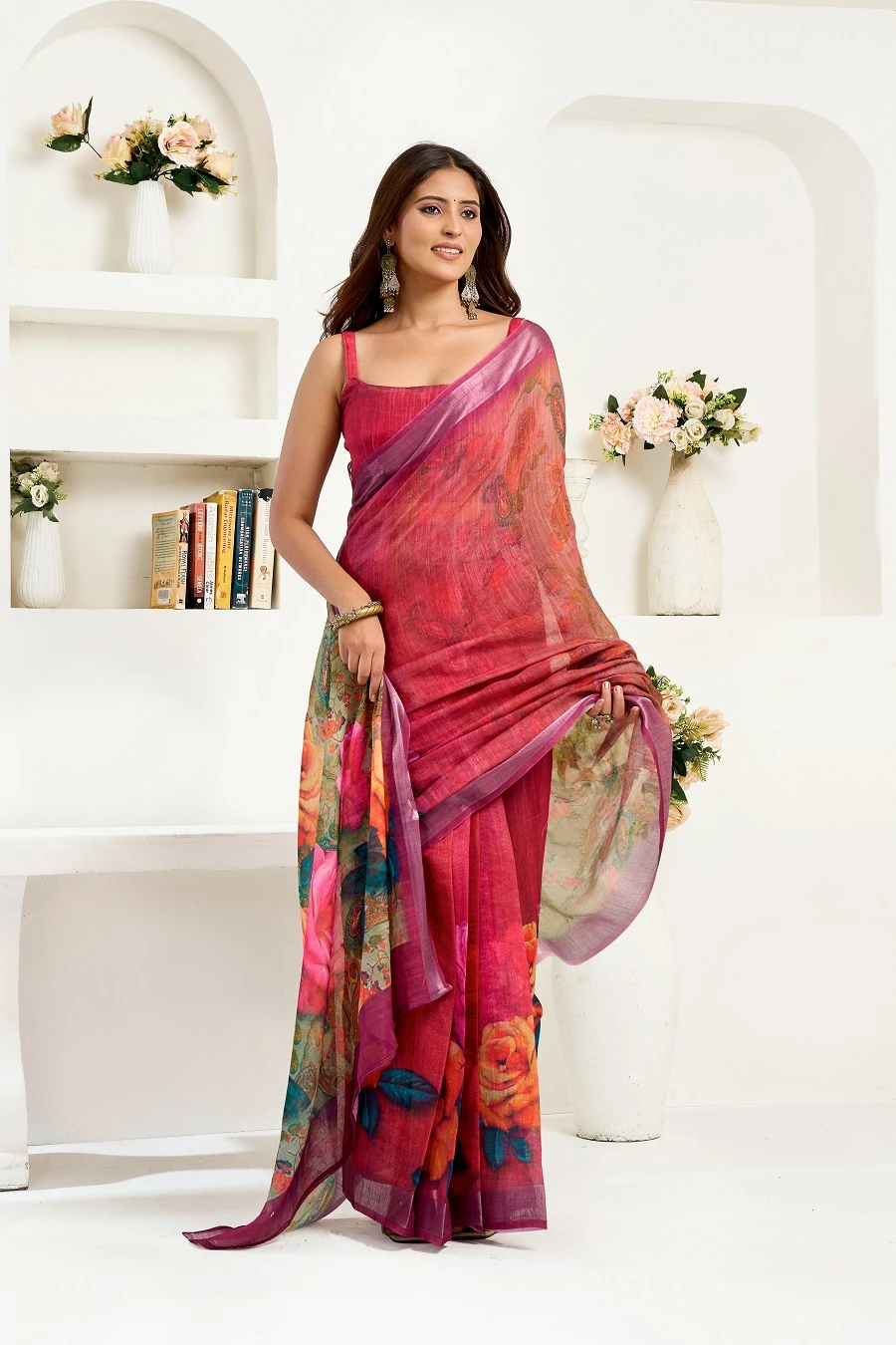 Meera 325 Linen Printed Ready to Wear Fancy Saree Collection - Image 6