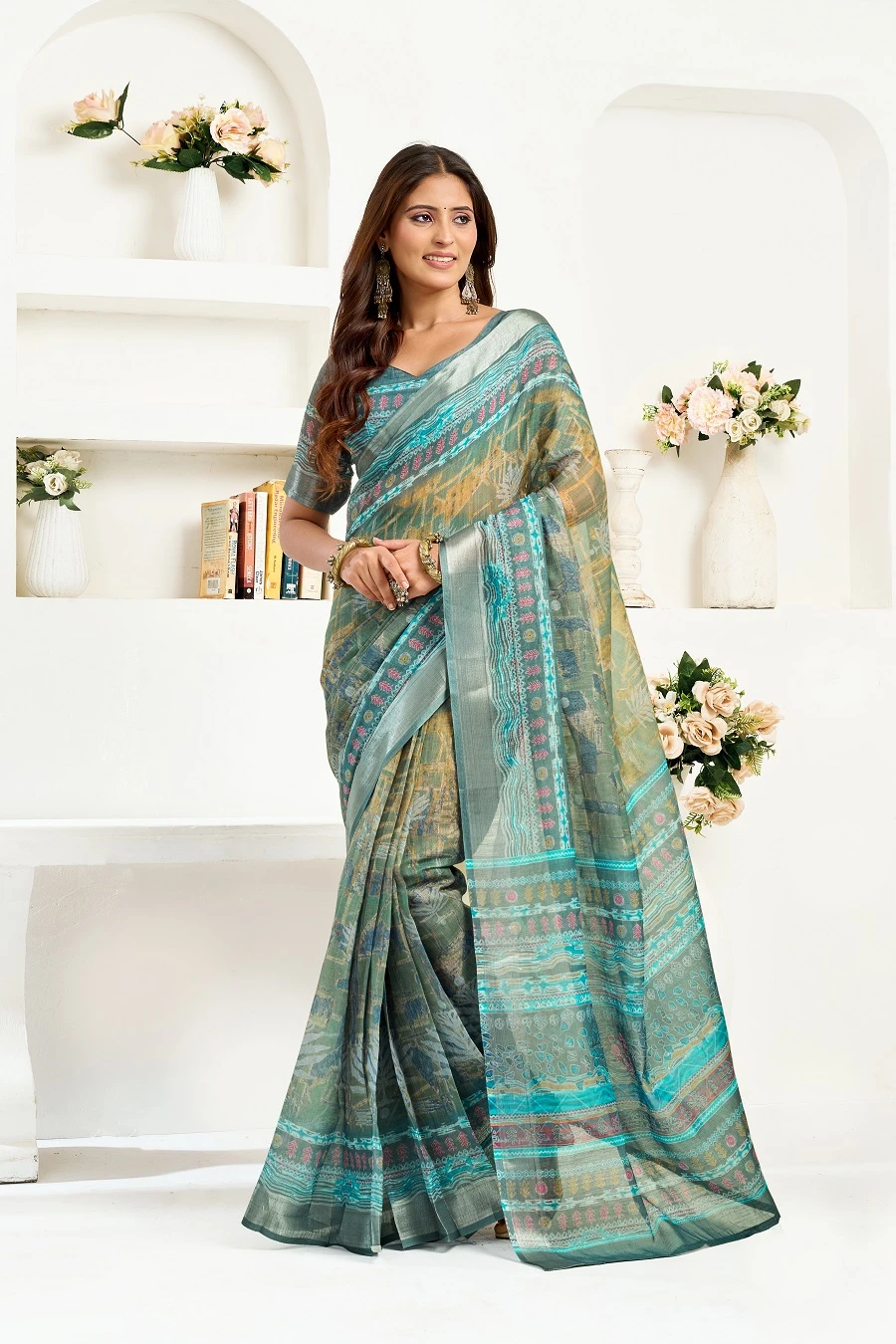 Meera 325 Linen Printed Ready to Wear Fancy Saree Collection - Image 7