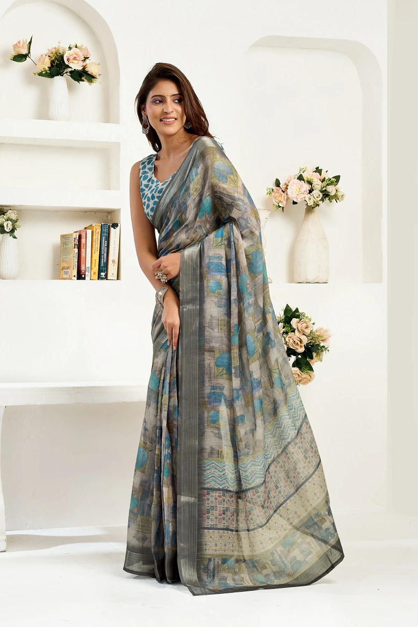 Meera 326 Linen Printed Ready to Wear Fancy Saree Collection