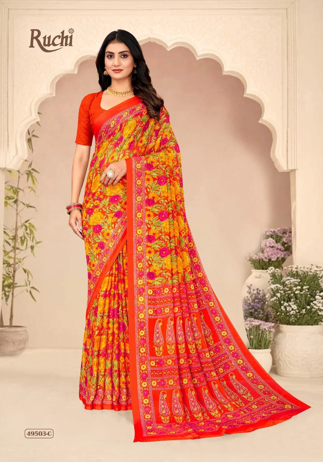 Ruchi Star Chiffon 205 Printed Casual Wear Saree Collection - Image 14