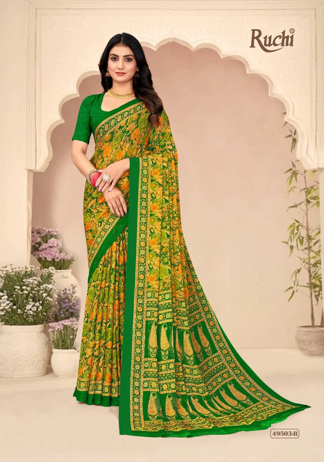 Ruchi Star Chiffon 205 Printed Casual Wear Saree Collection - Image 4