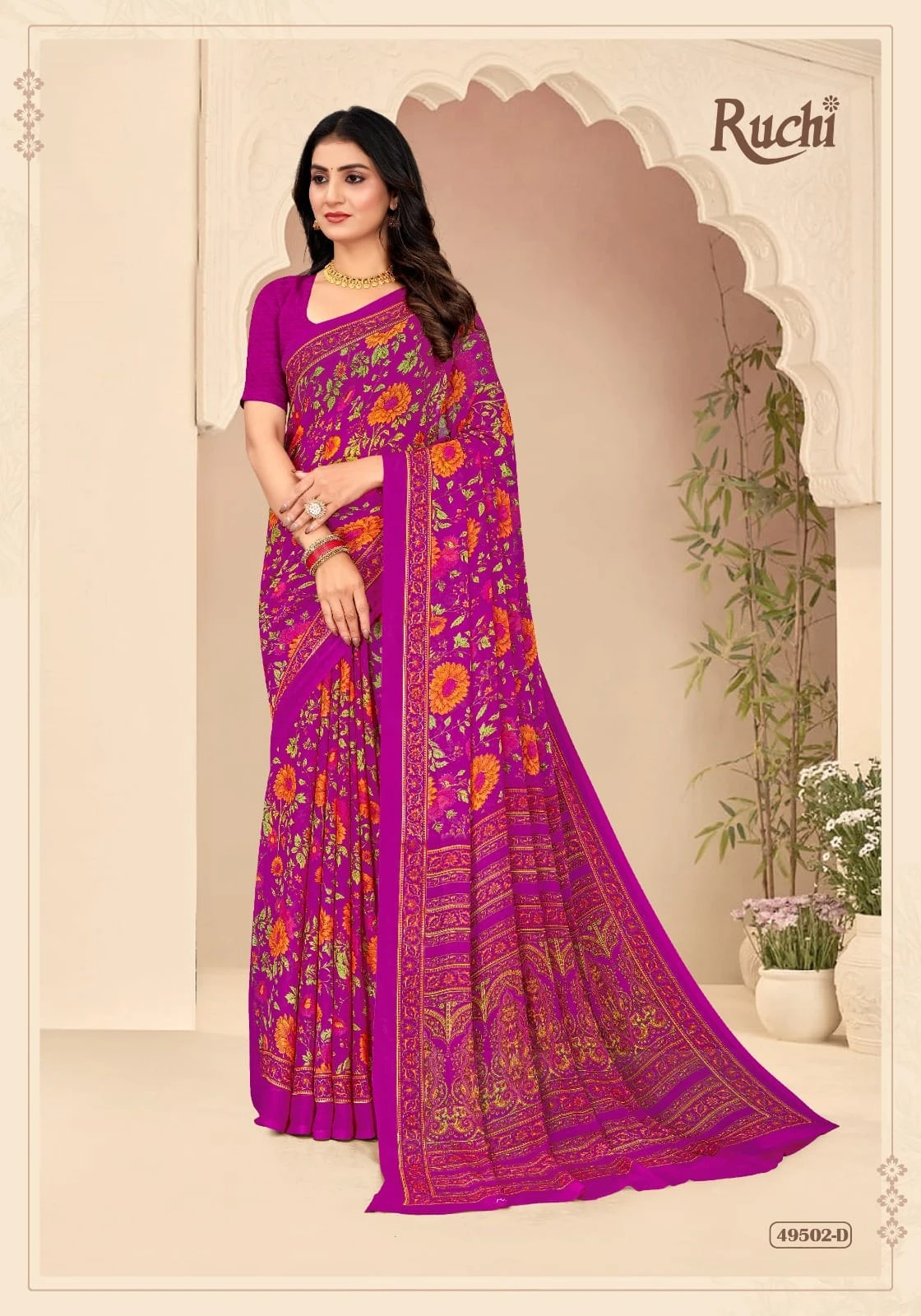 Ruchi Star Chiffon 205 Printed Casual Wear Saree Collection - Image 5