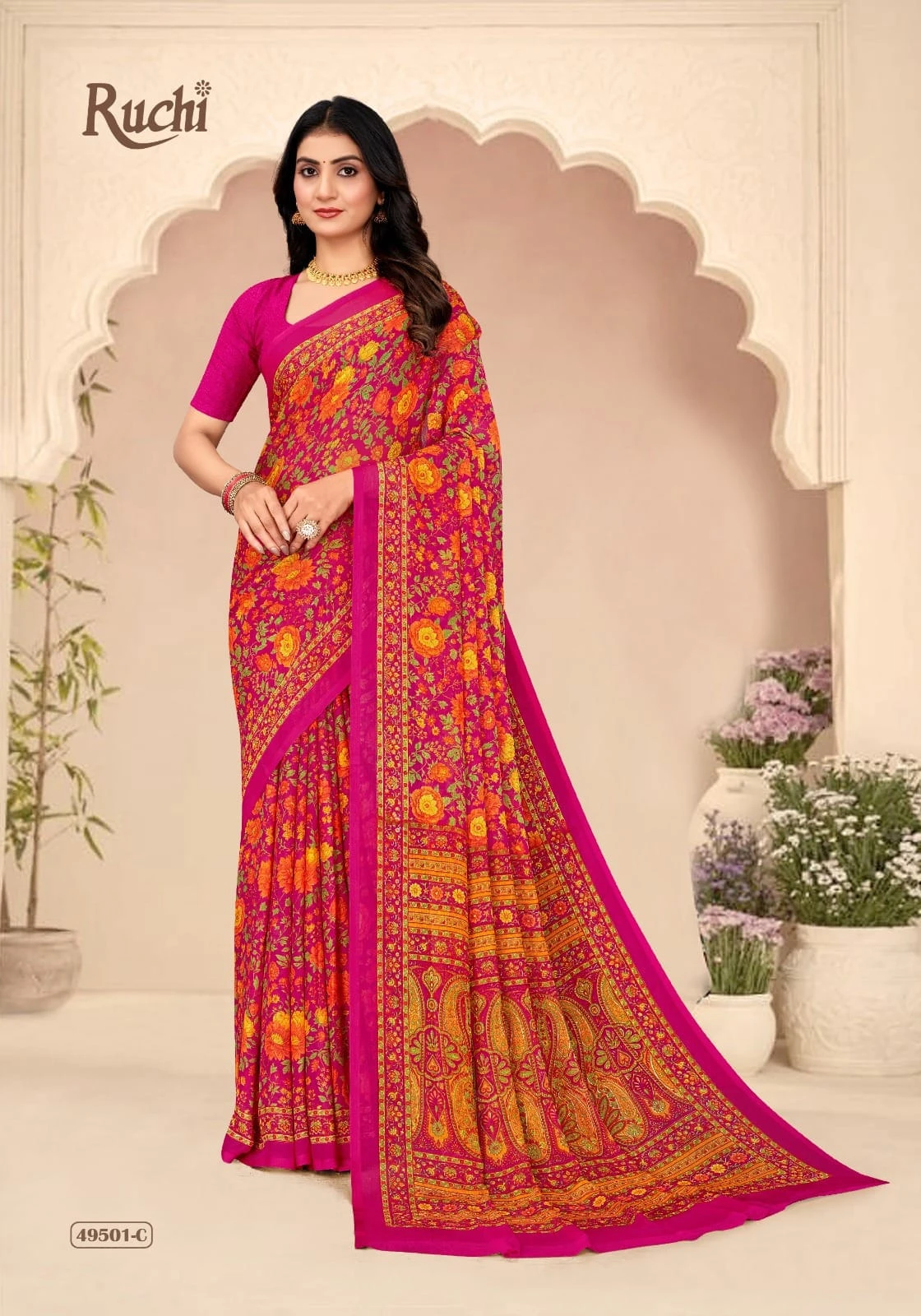 Ruchi Star Chiffon 205 Printed Casual Wear Saree Collection - Image 8