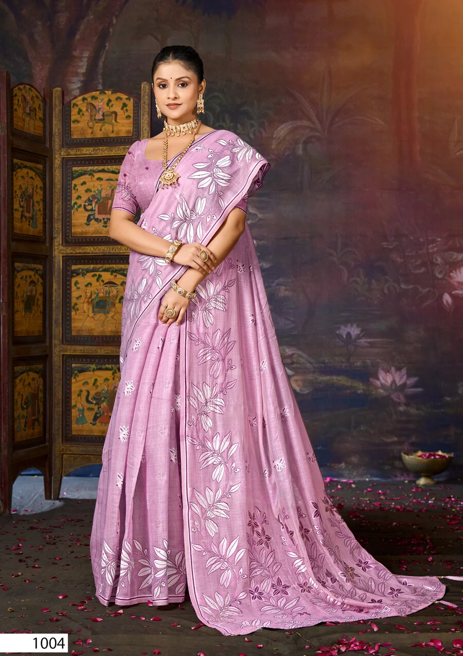 Saroj Saanjh Linen Saroski Vol 2 Linen with Saroski Worked Fancy Saree Collection - Image 5