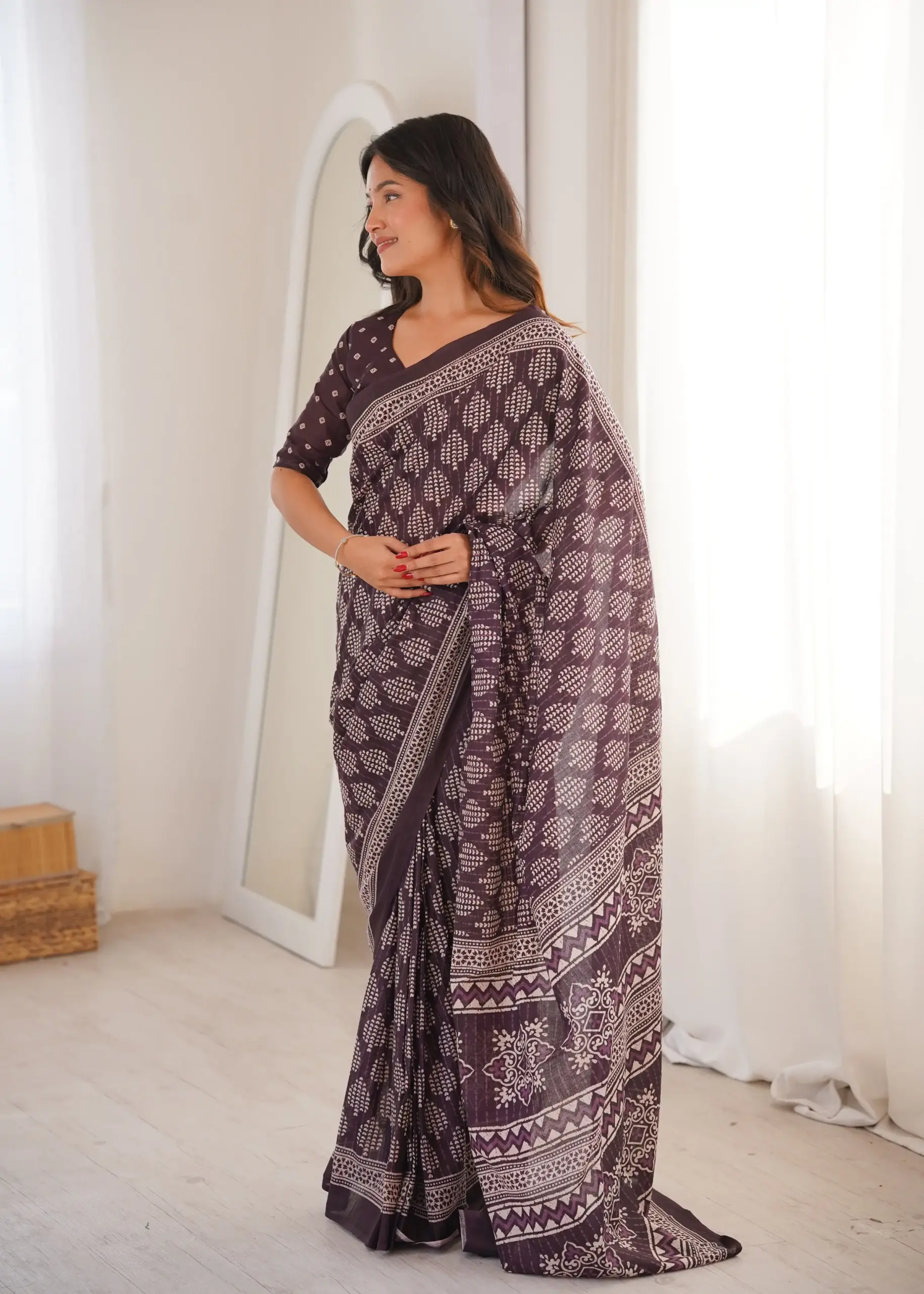 Scdf Bagru B Cotton Printed Saree Collection
