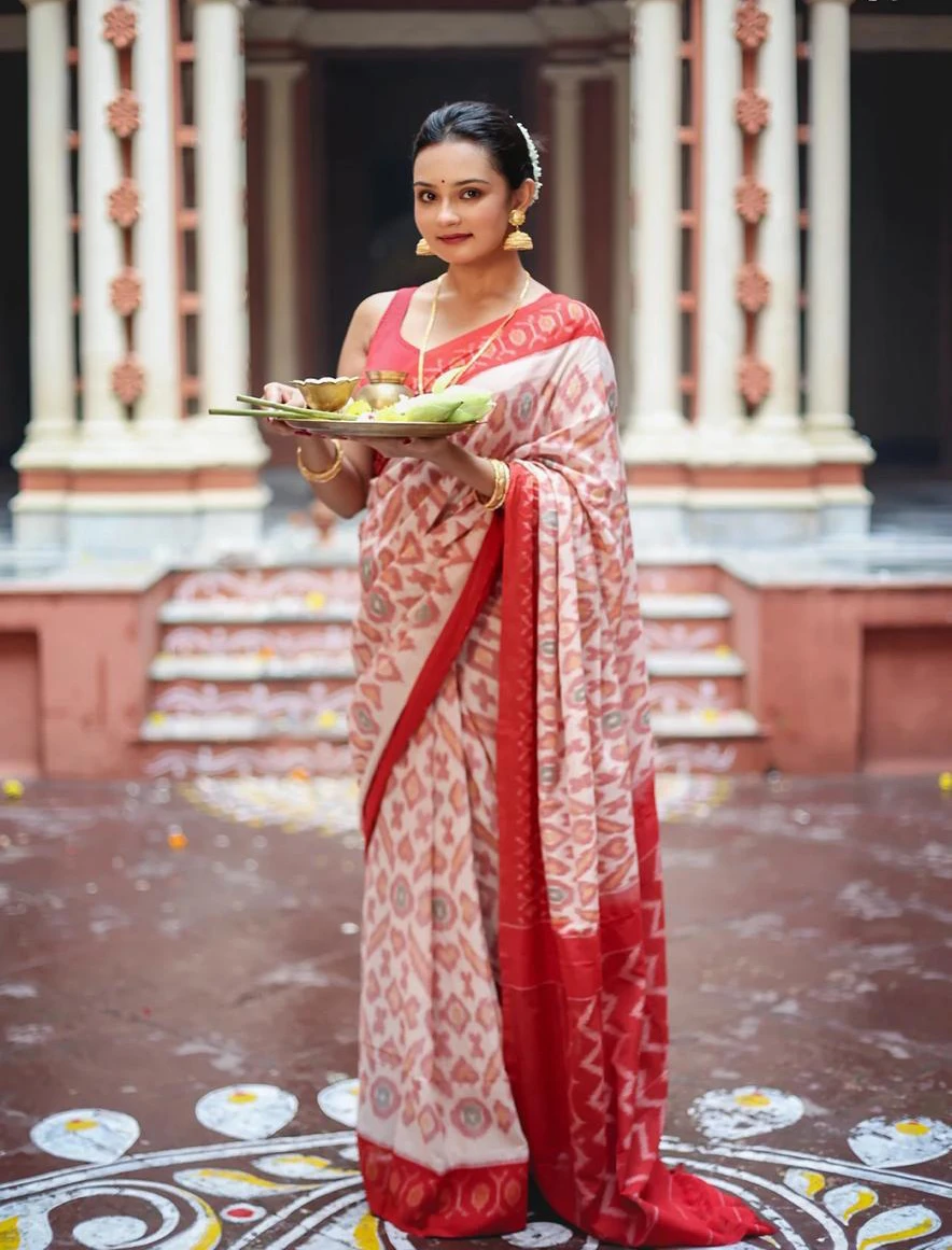 Scmg Shweta Linen Woven Ikkat Saree Collection - Image 4