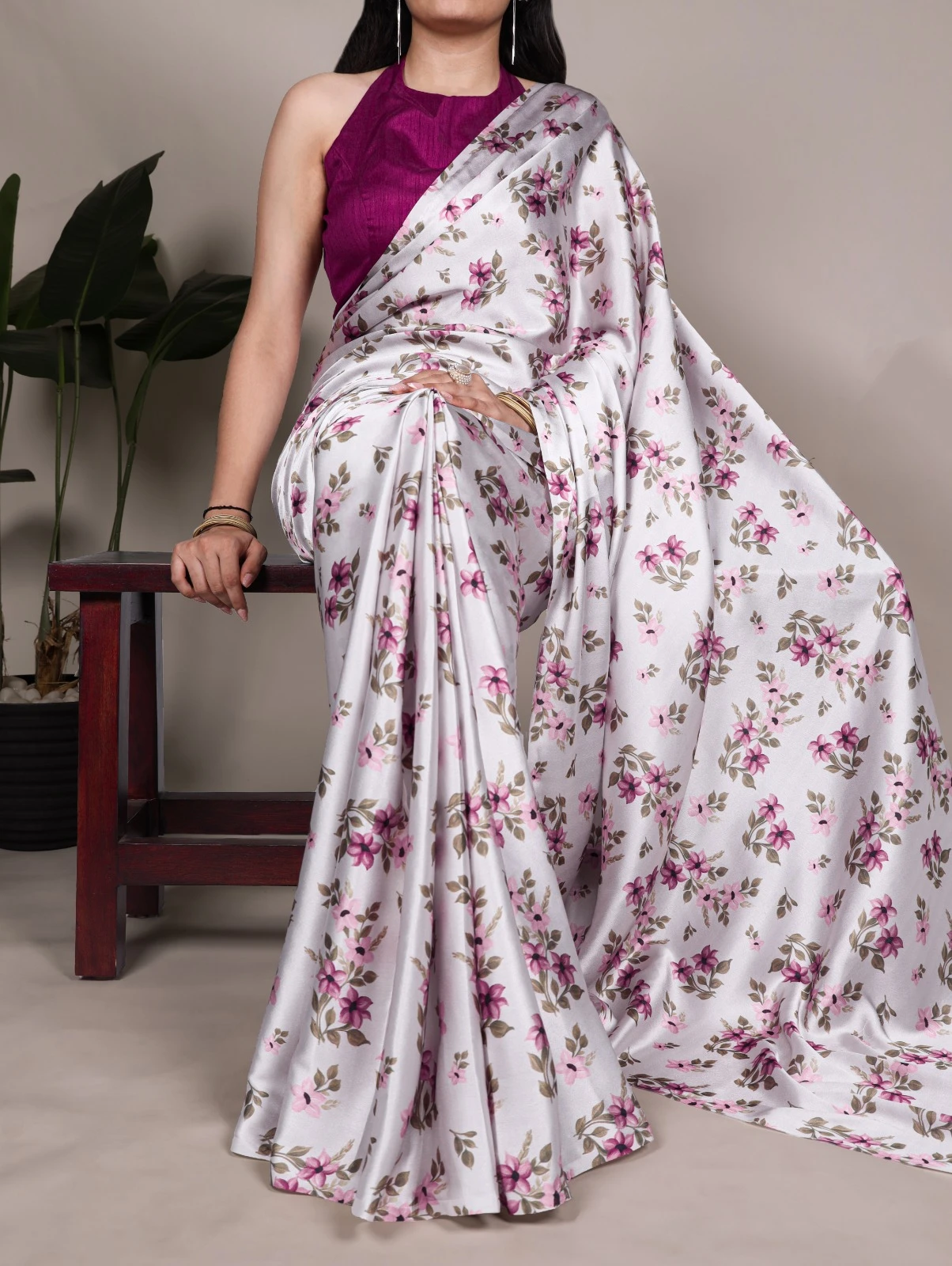 Taraa L 7027 Satin Silk Floral Printed Beautiful Saree Collection - Image 3