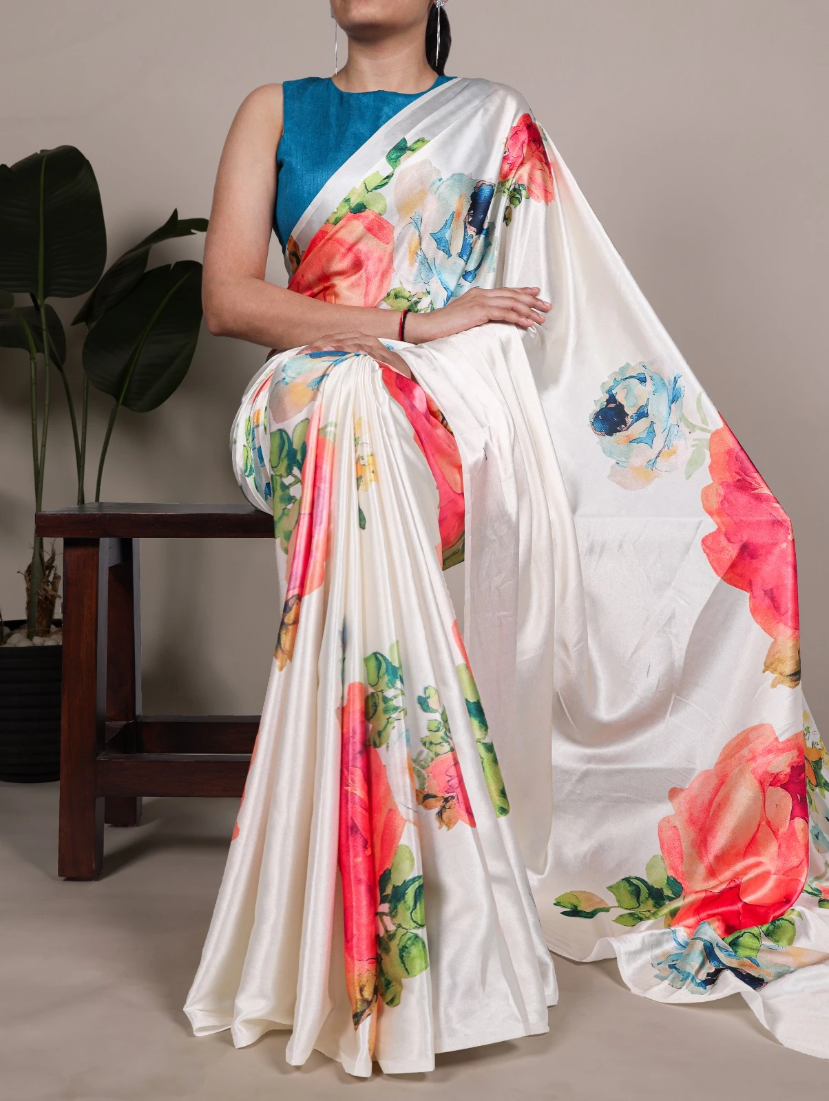 Taraa L 7027 Satin Silk Floral Printed Beautiful Saree Collection - Image 4