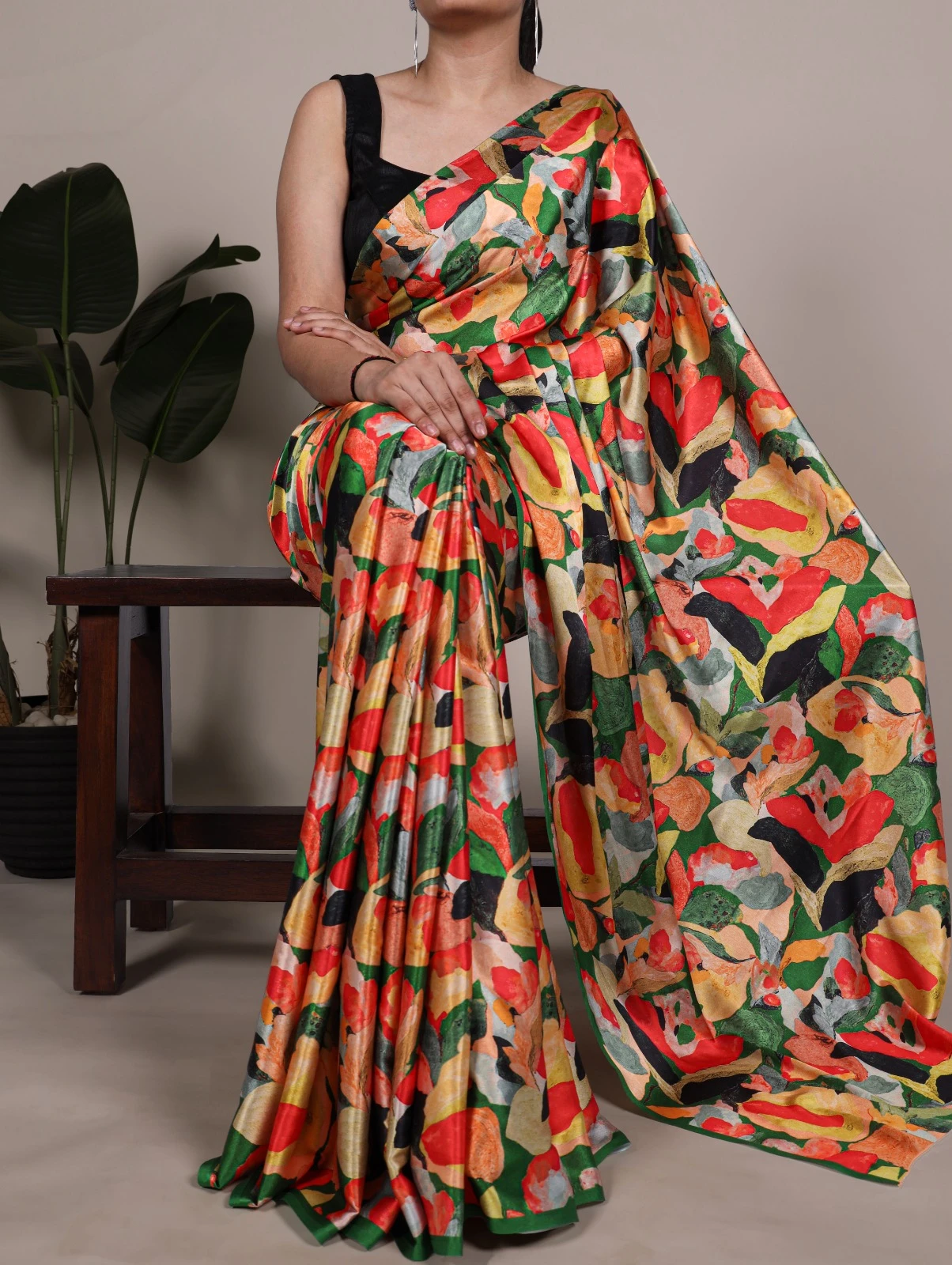 Taraa L 7027 Satin Silk Floral Printed Beautiful Saree Collection - Image 5