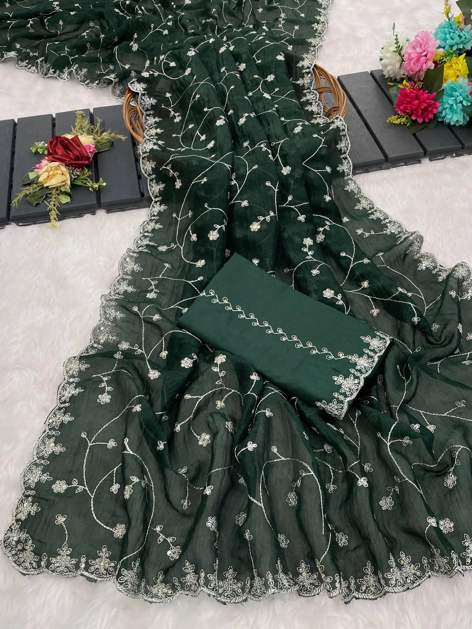 6330 Modal Jimmy Choo Embroidered Saree Collection