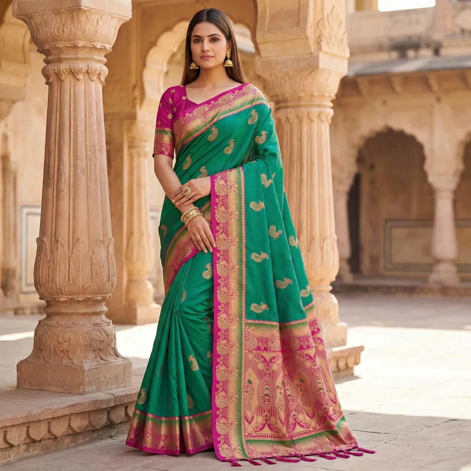 Mb 1013 Soft Paithani Silk Zari Weaving Festival Saree Collection - Image 2