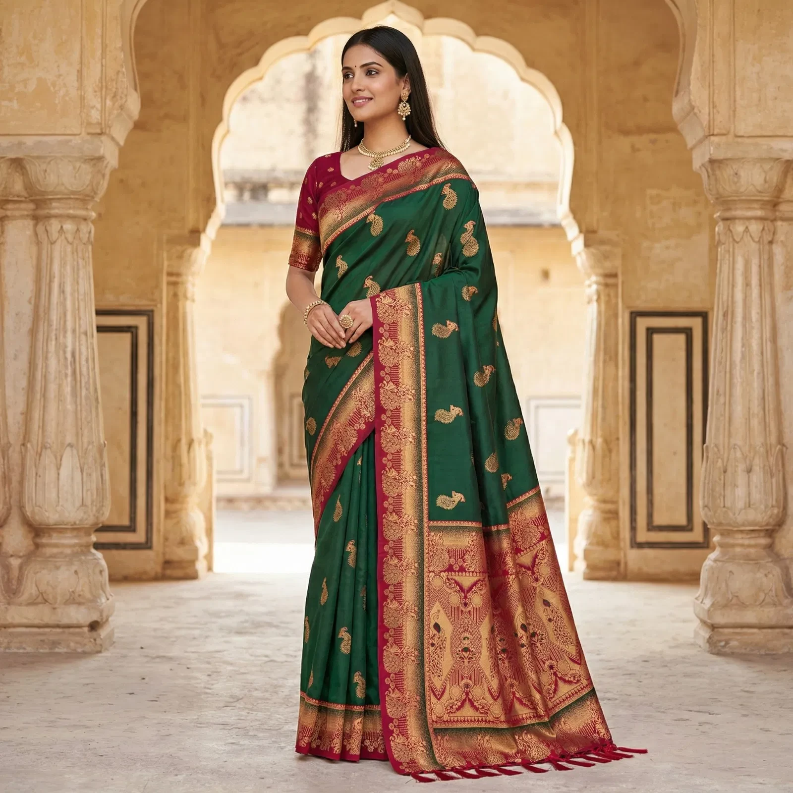 Mb 1013 Soft Paithani Silk Zari Weaving Festival Saree Collection - Image 3