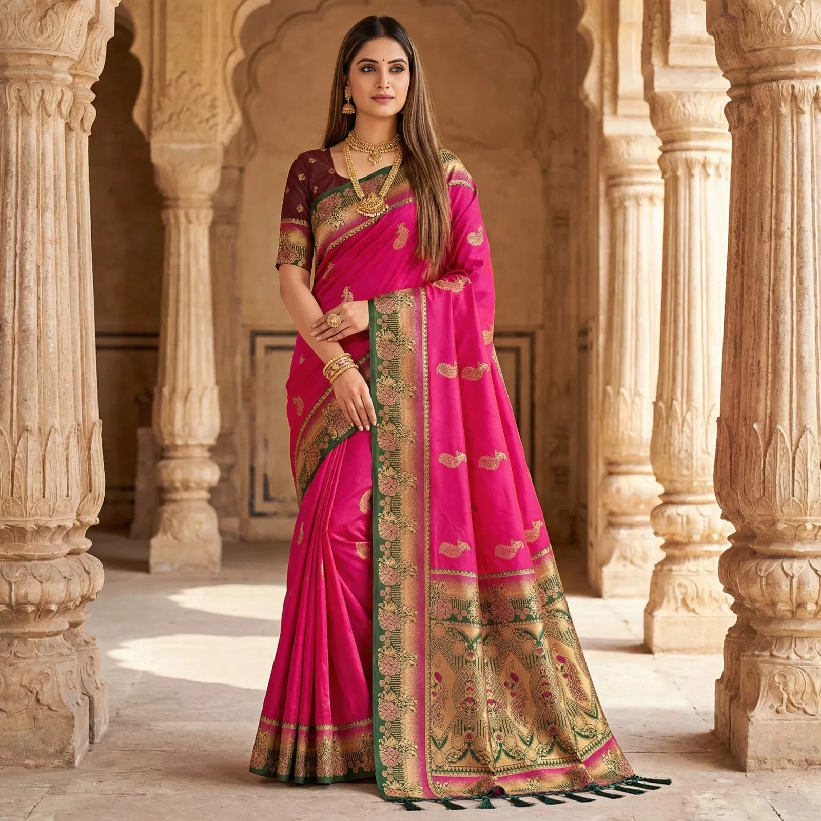 Mb 1013 Soft Paithani Silk Zari Weaving Festival Saree Collection - Image 4