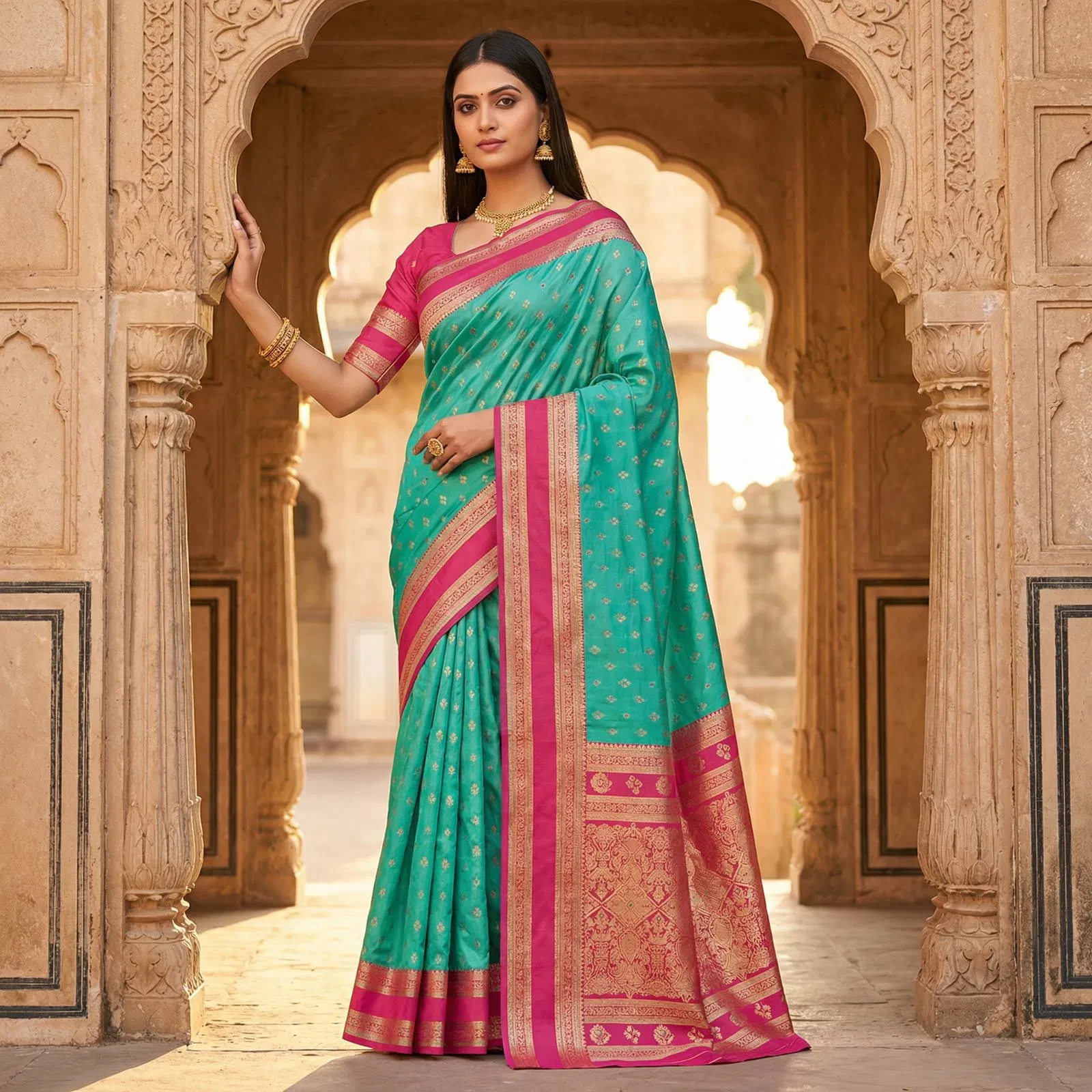Mb 3326 Banarasi Silk Zari Weaving Traditional Saree Collection - Image 14