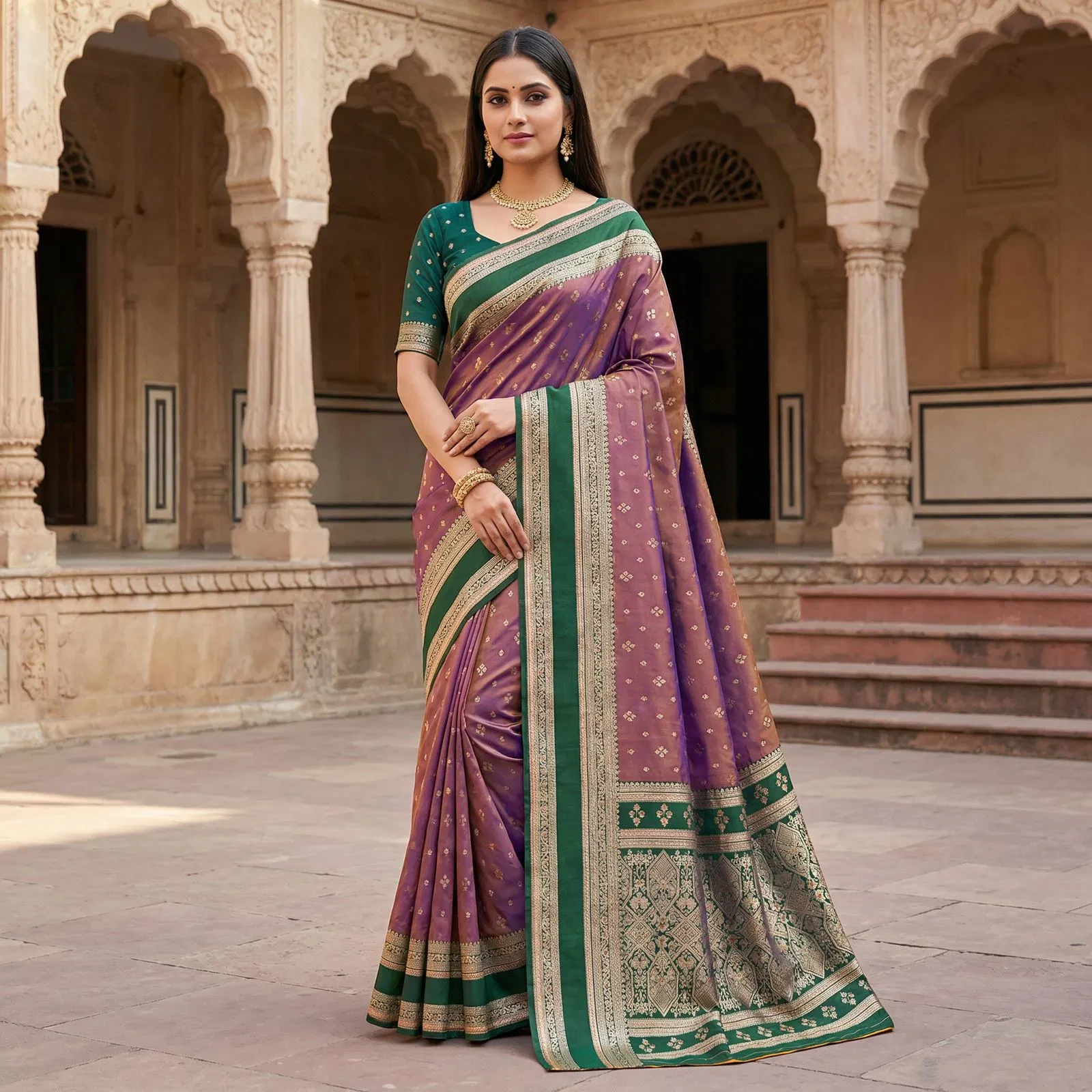 Mb 3326 Banarasi Silk Zari Weaving Traditional Saree Collection - Image 2
