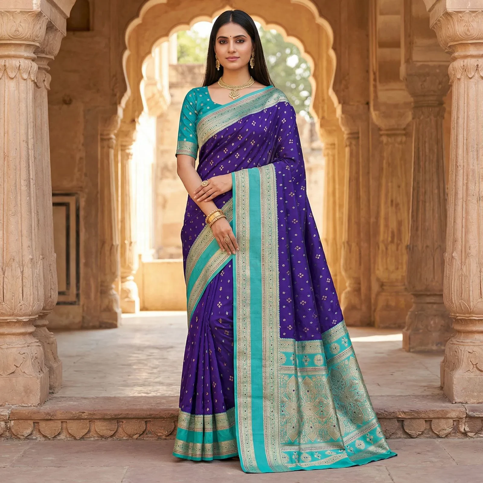 Mb 3326 Banarasi Silk Zari Weaving Traditional Saree Collection - Image 3