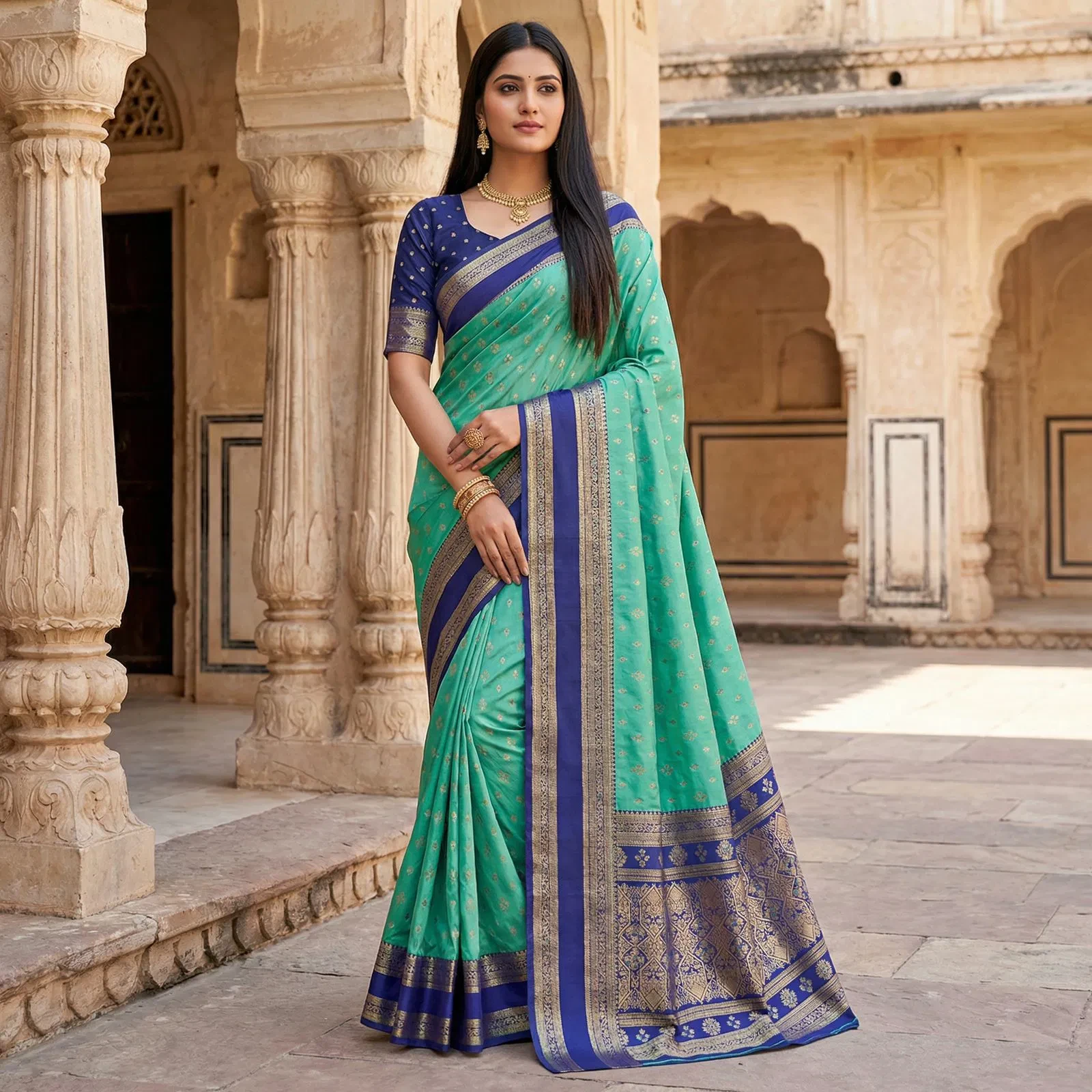 Mb 3326 Banarasi Silk Zari Weaving Traditional Saree Collection - Image 5