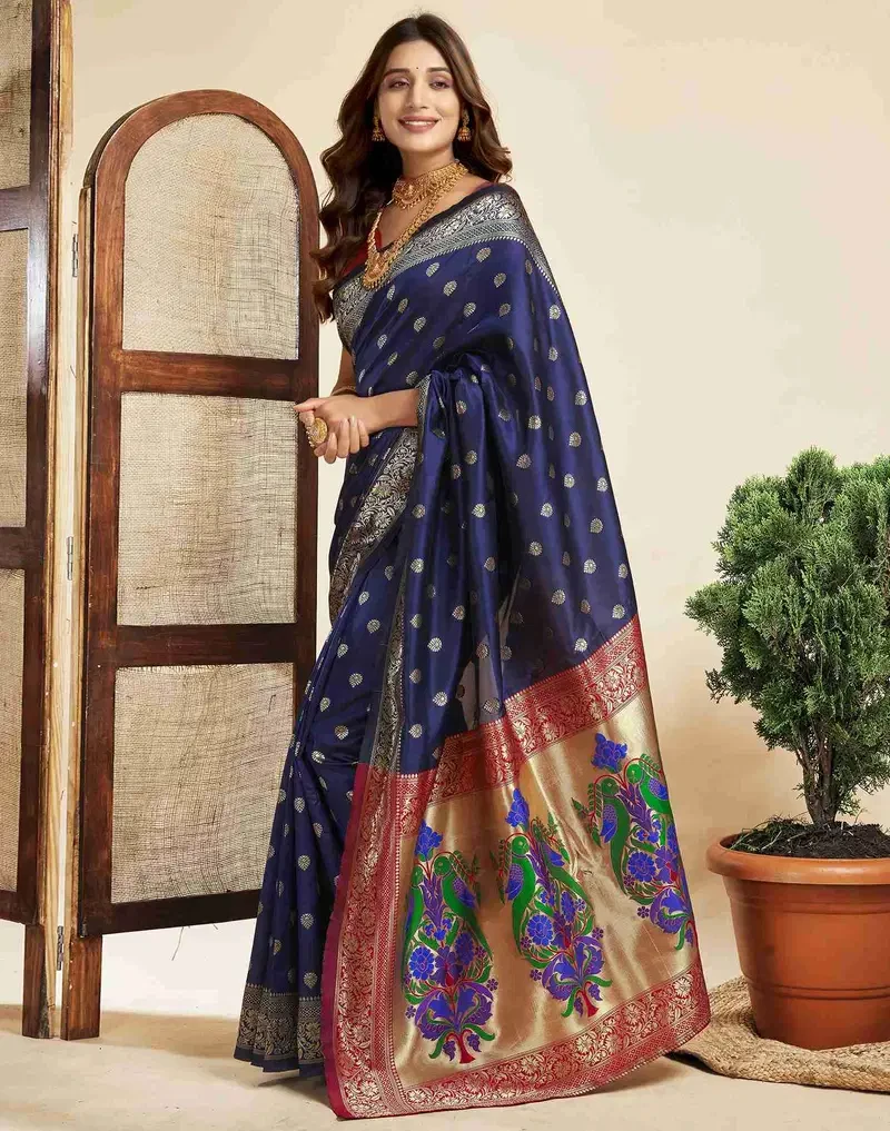 P 204 Silk Woven Work Fancy Saree Collection