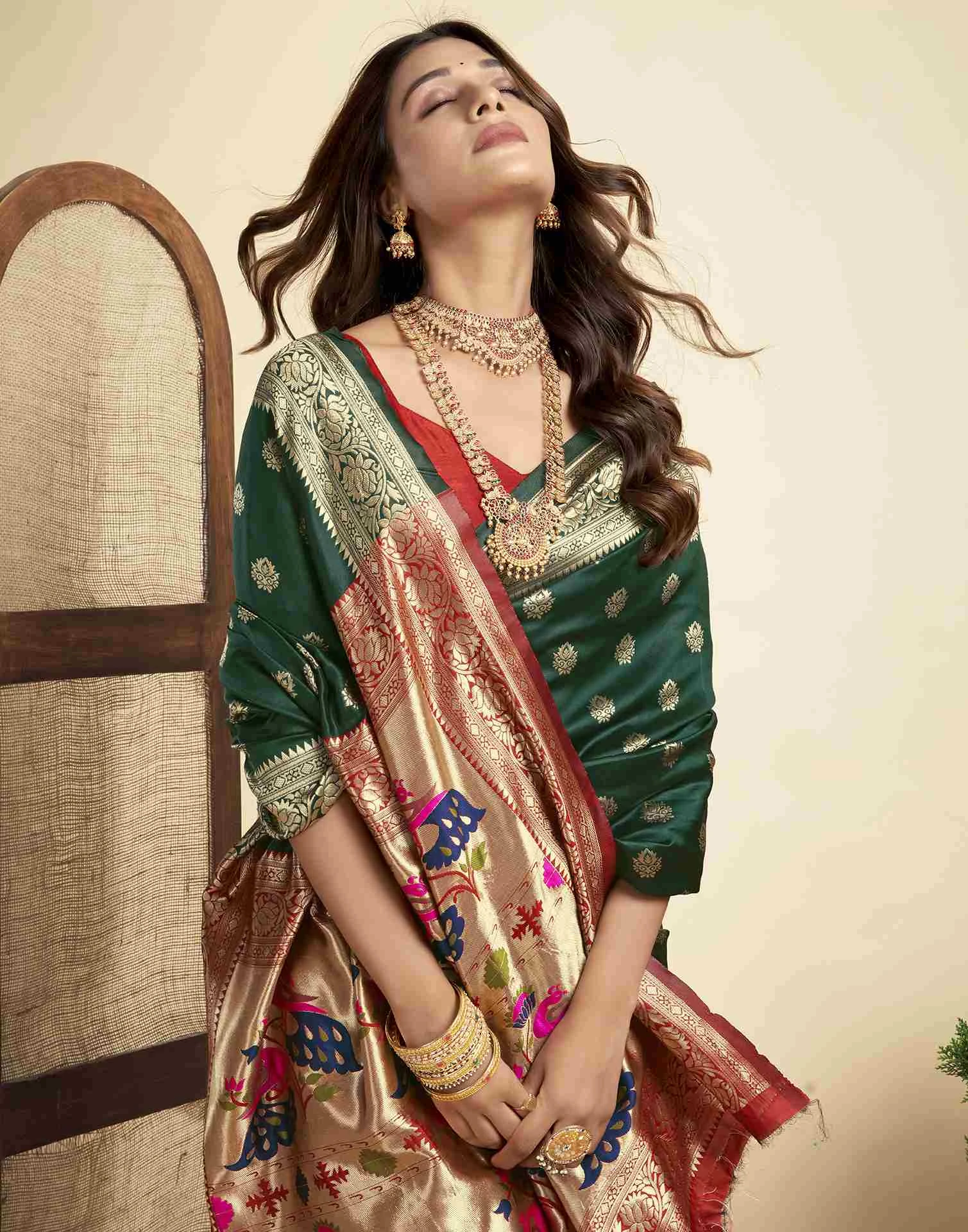 P 205 Silk Woven Work Festival Wear Saree Collection - Image 10