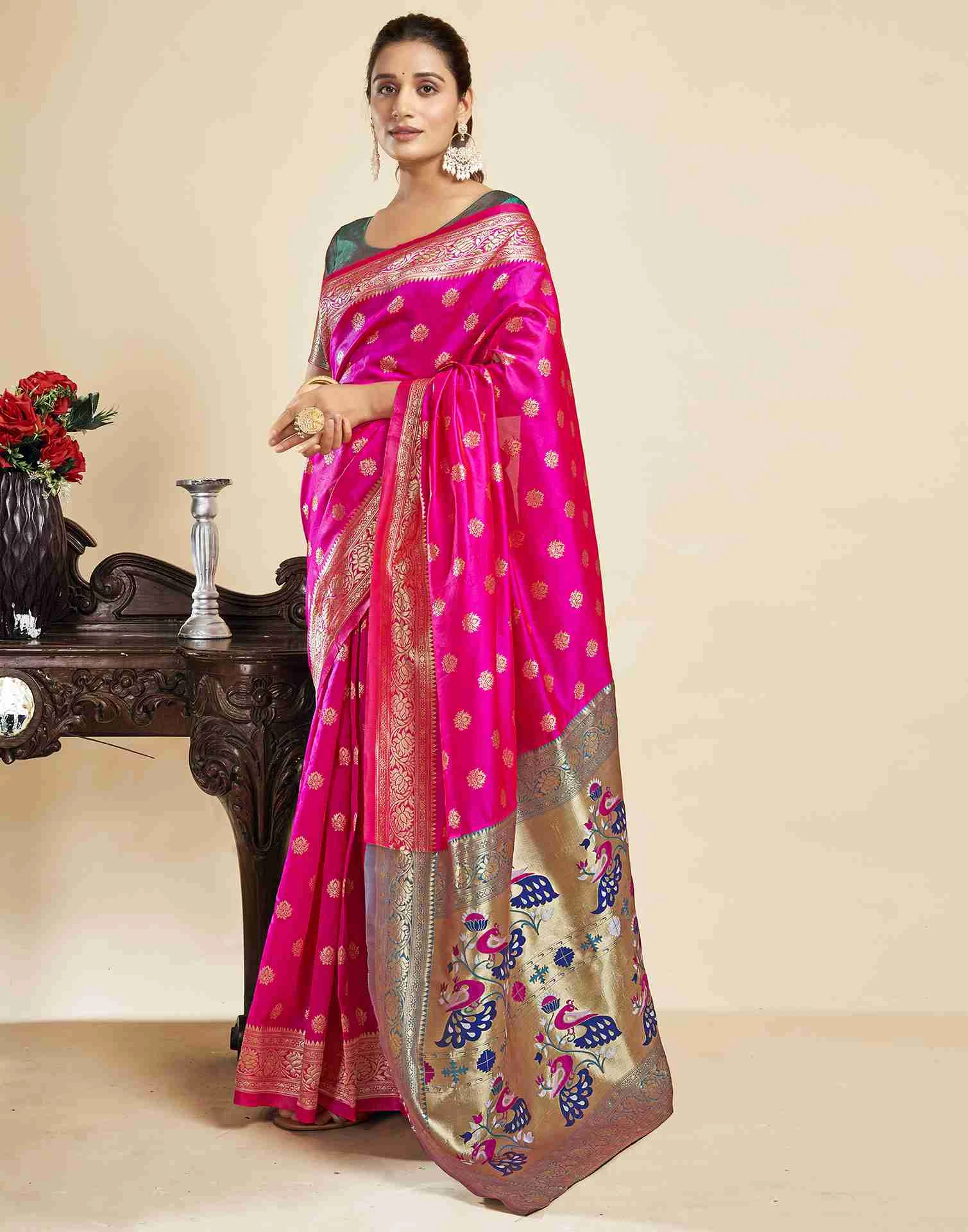 P 205 Silk Woven Work Festival Wear Saree Collection - Image 16