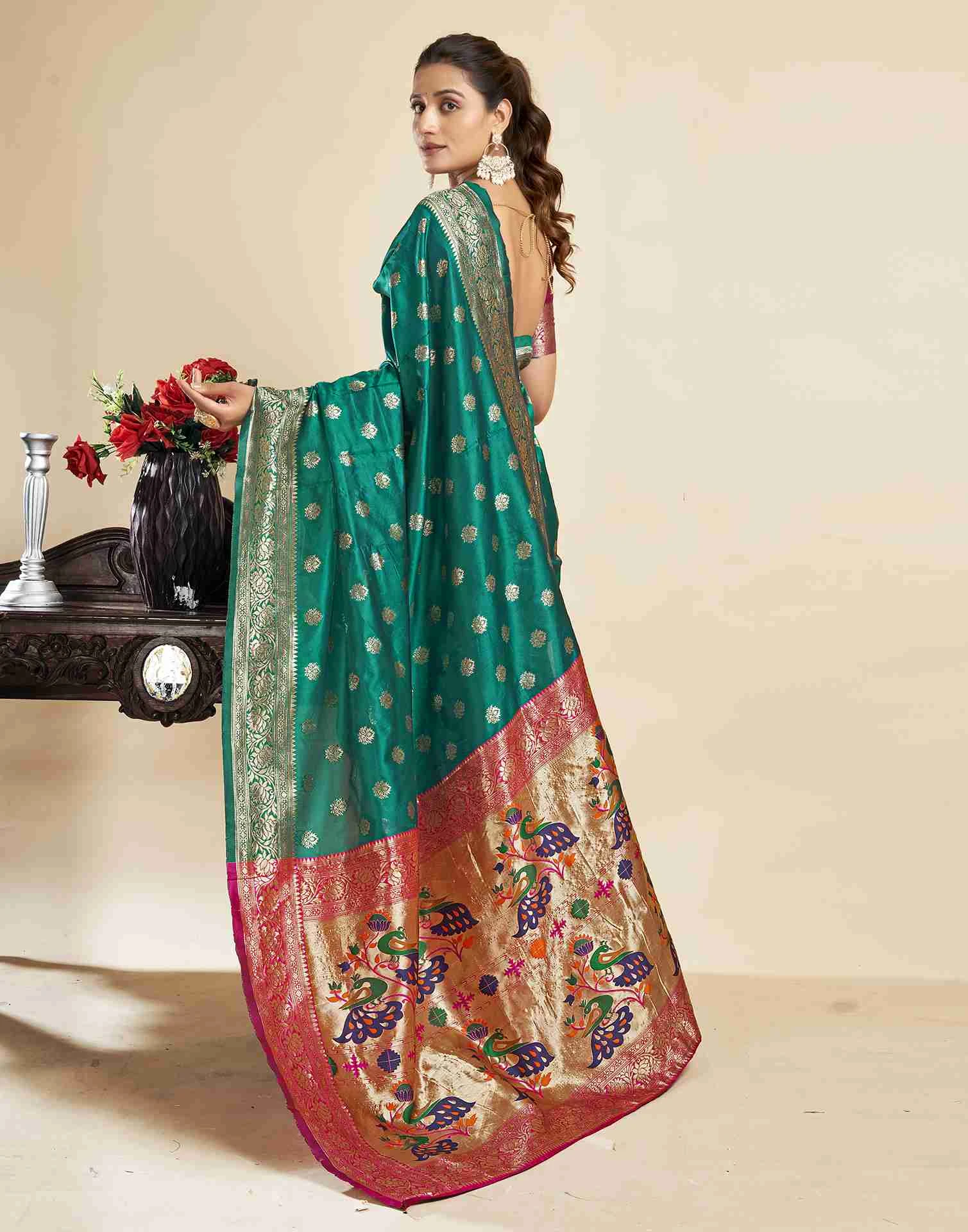P 205 Silk Woven Work Festival Wear Saree Collection - Image 6
