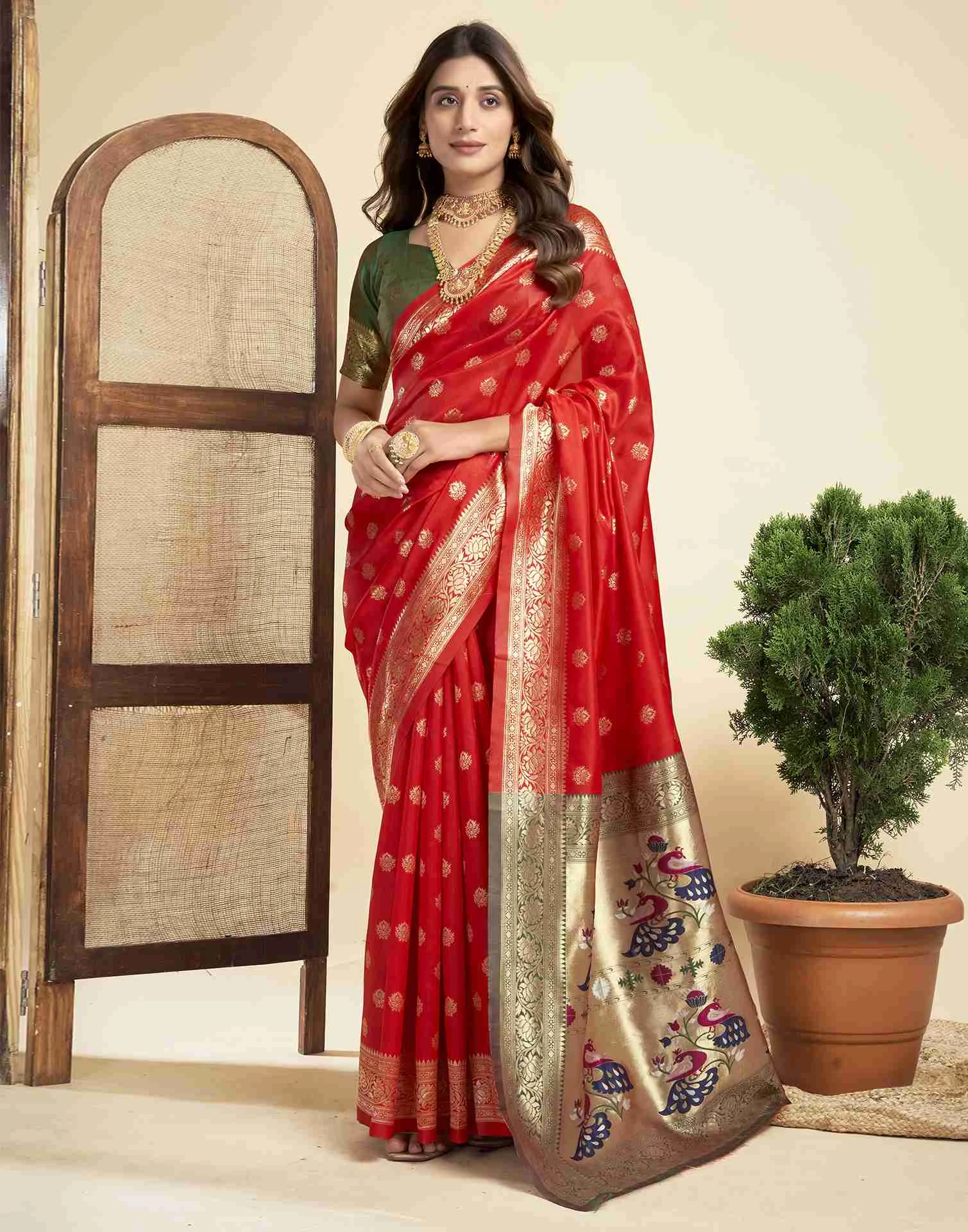 P 205 Silk Woven Work Festival Wear Saree Collection - Image 7