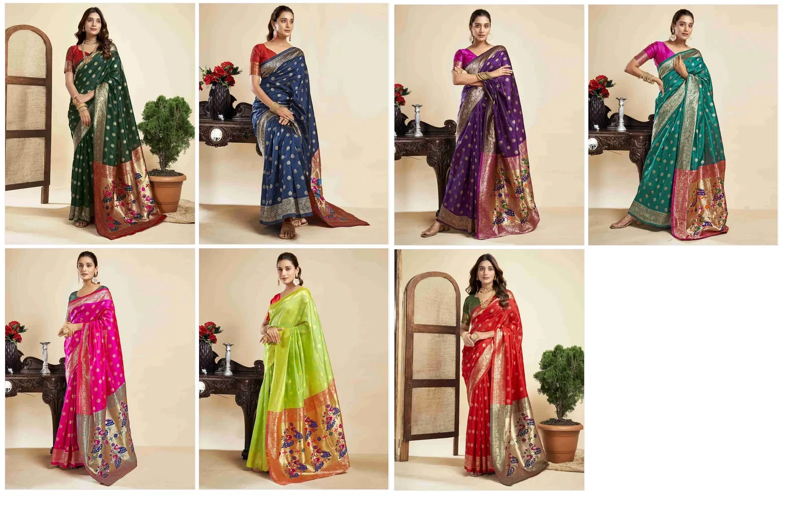 P 205 Silk Woven Work Festival Wear Saree Collection - Image 9