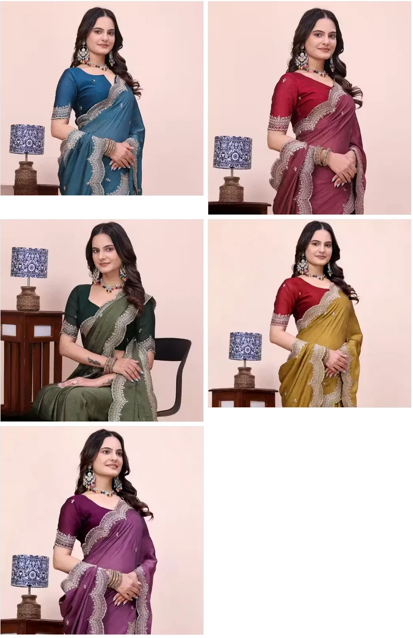 Scalop Dhrruv 1 Rangoli Silk Crush Embroidered Beautiful Saree Collection - Image 7
