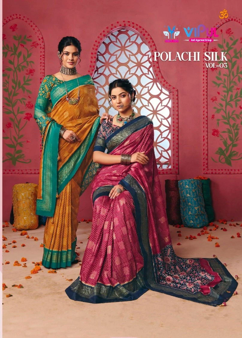 Vipul Polachi Silk Vol 3 Dola Silk Traditional Wear Saree Collection