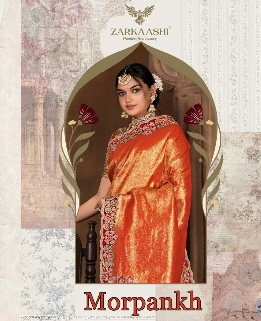 Zarkaashi Morpankh Nylone Tissue Traditional Wear Saree Collection