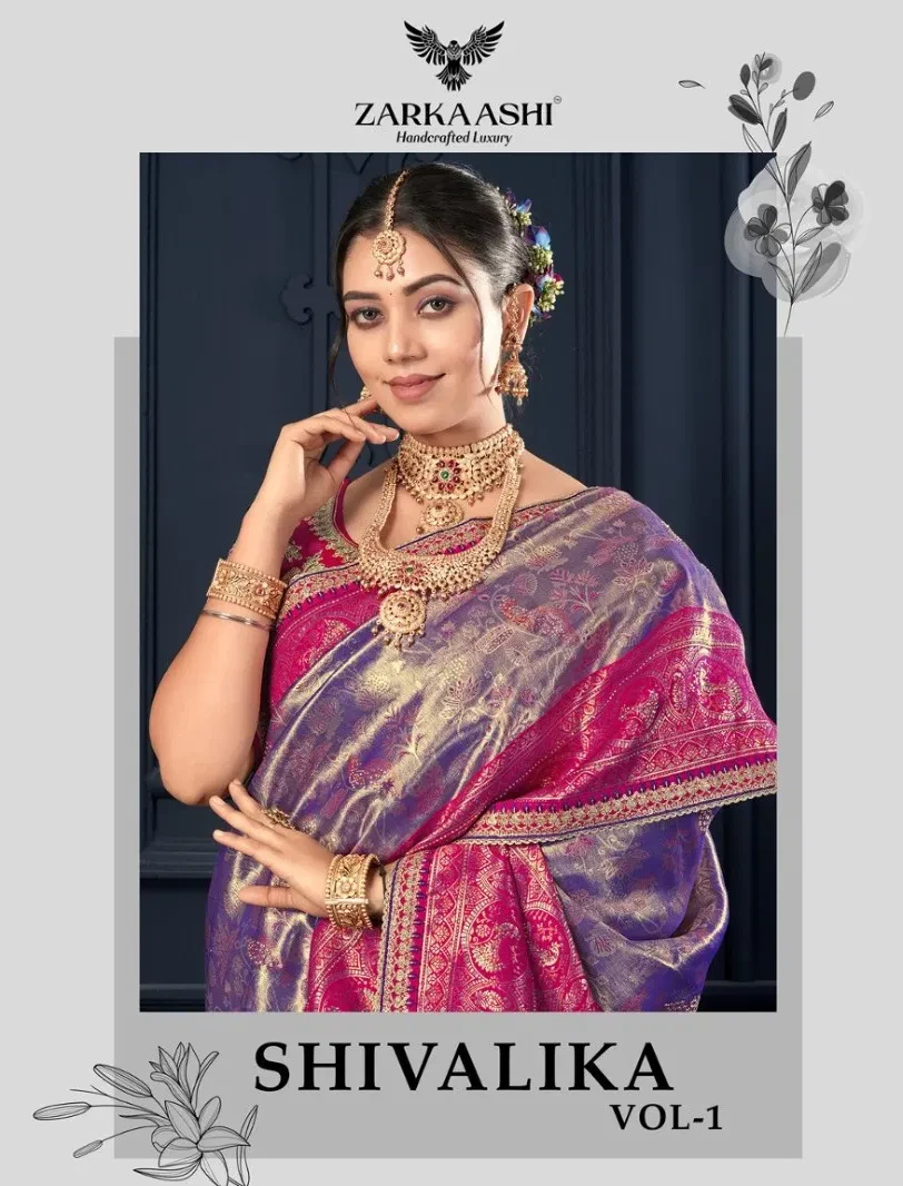 Zarkaashi Shivalika Vol 1 Nylone Tissue Festival Wear Saree Collection