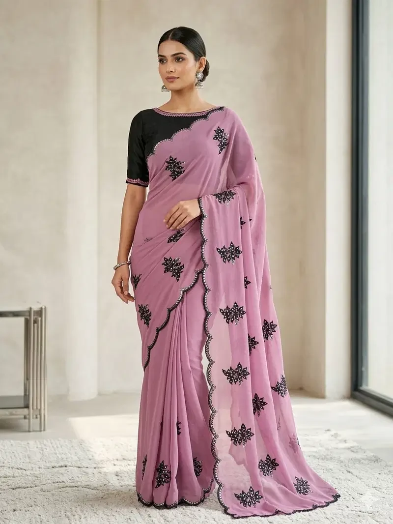 Ah Nexon Georgette Embroidered Fancy Saree Collection