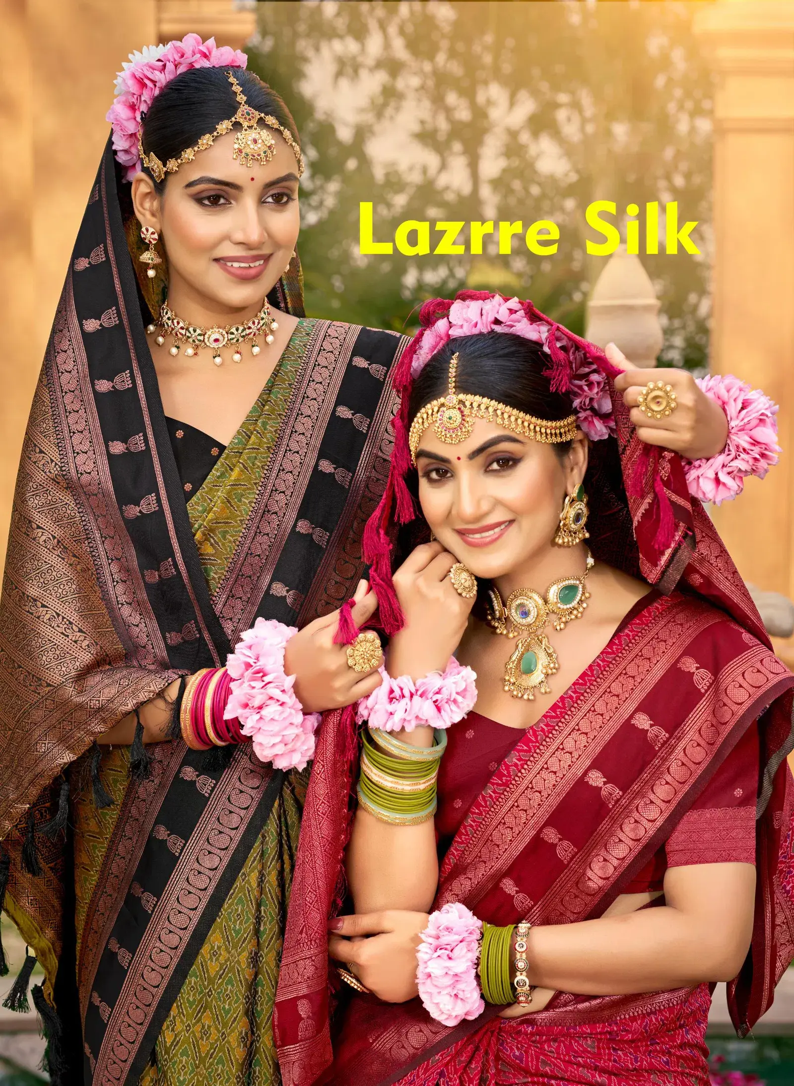 Bunawat Lazrre Silk Sangam Prints Soft Silk Woven Work Traditional Saree Collection