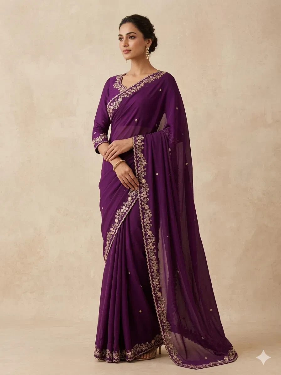 Crush Silk Ah Rangoli Silk Embroidery Saree Collection - Image 2