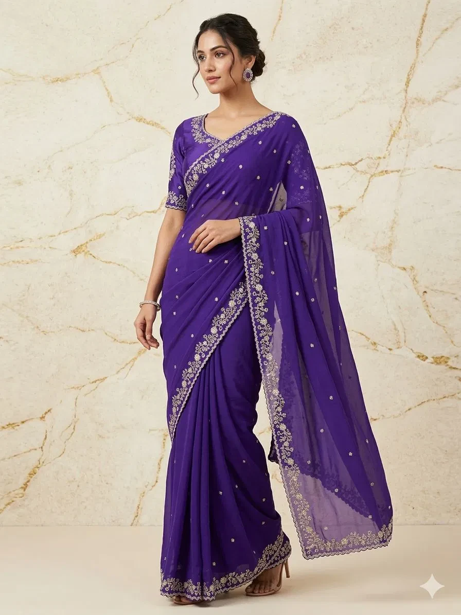 Crush Silk Ah Rangoli Silk Embroidery Saree Collection - Image 4