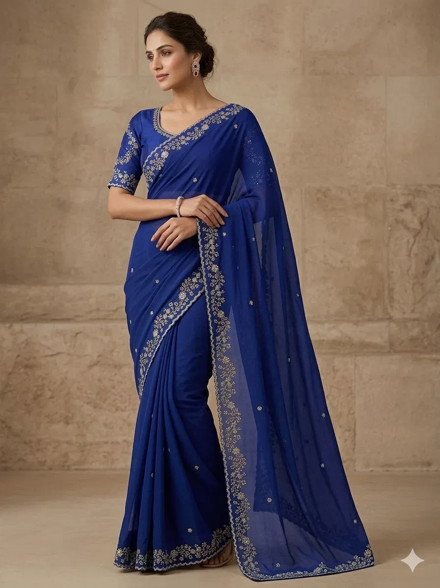 Crush Silk Ah Rangoli Silk Embroidery Saree Collection - Image 5