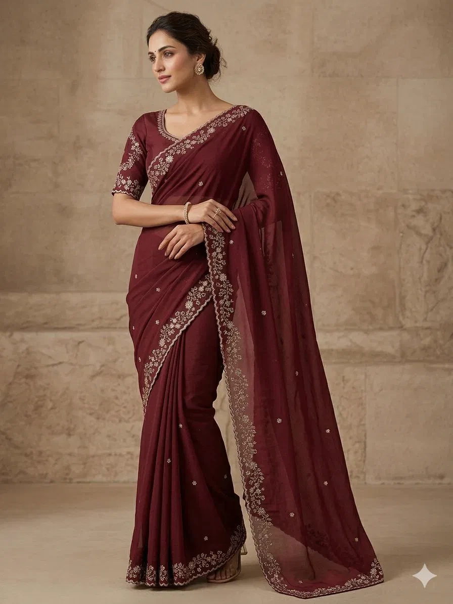 Crush Silk Ah Rangoli Silk Embroidery Saree Collection - Image 7