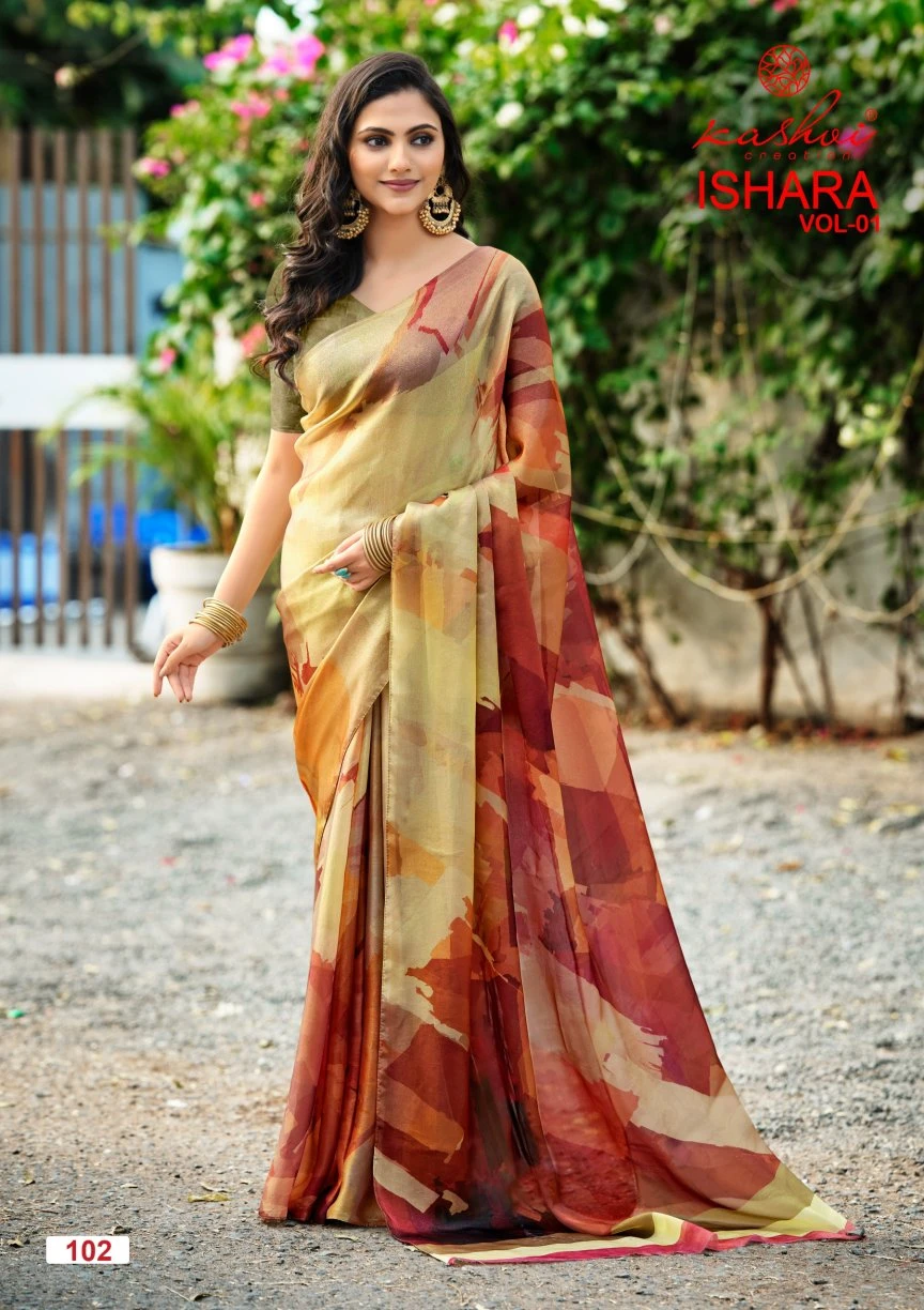Kashvi Ishara Vol 01 Moss Digital Printed Saree Collection - Image 11
