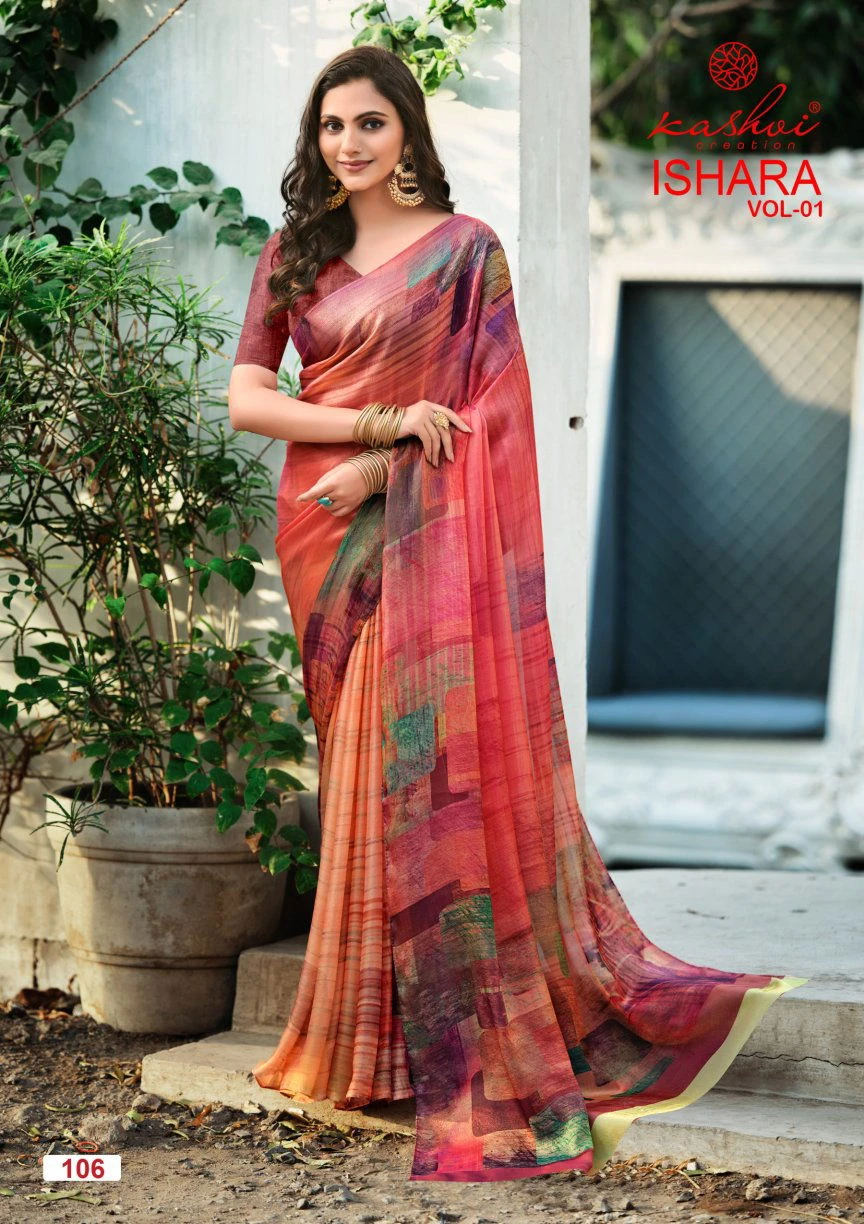Kashvi Ishara Vol 01 Moss Digital Printed Saree Collection - Image 6