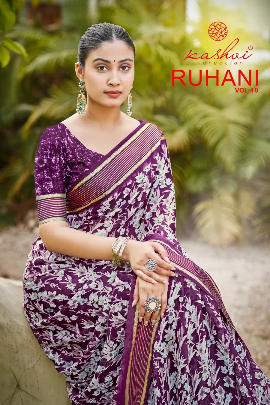 Kashvi Ruhani Vol 18 Dull Moss Satin Patta Saree Collection