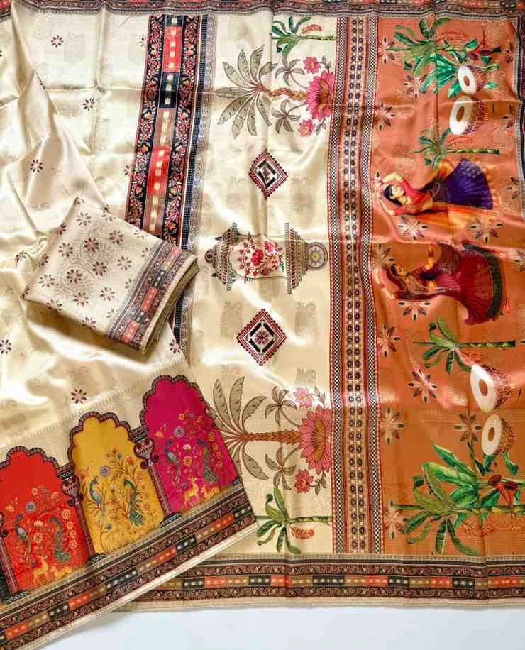 Kc 211 Pure Dola Silk Digital Printed Traditional Wear Saree Collection