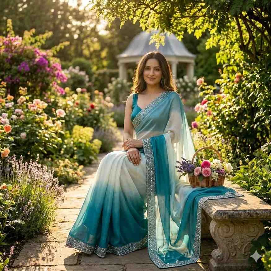 Kc 930 Space Silk Jarkan Worked Fancy Saree Collection - Image 10